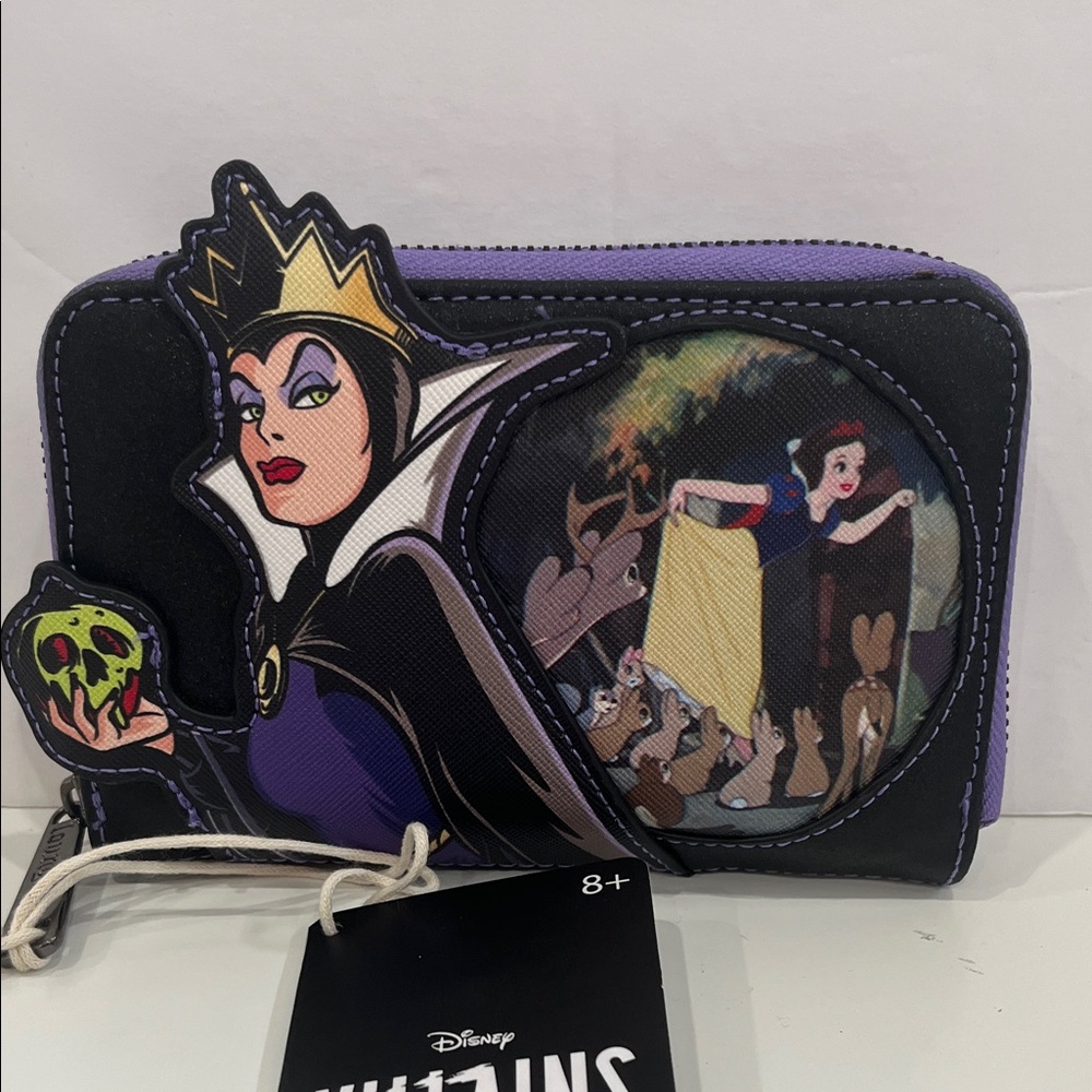 Loungefly Disney Villains Evil Queen and Snow White Black and Purple Wallet